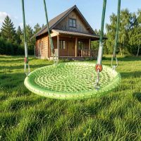 Качели-гнездо паутина 100х100х180 см, ручное плетение